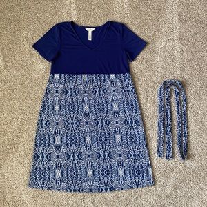 MaCherie Maternity Short Sleeve V Neck Belted Dress